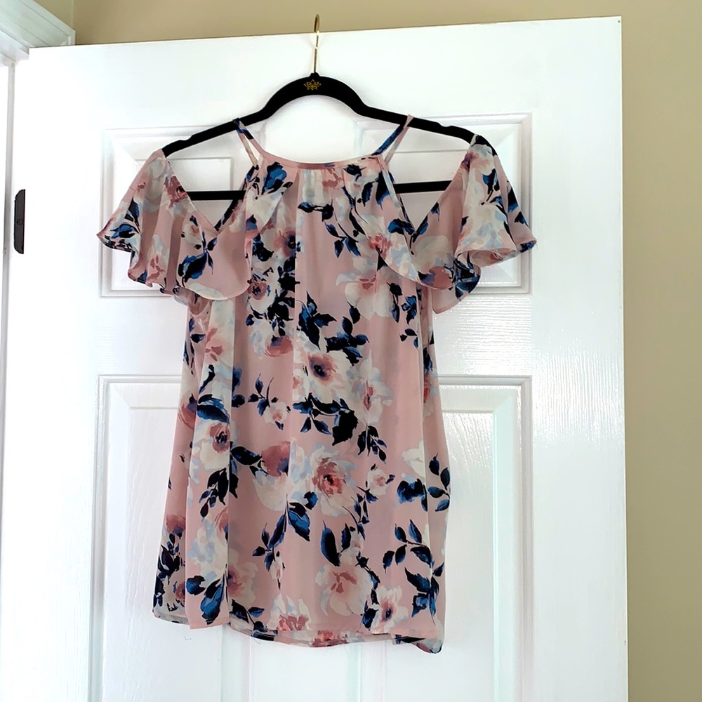 Pink floral off the shoulder top